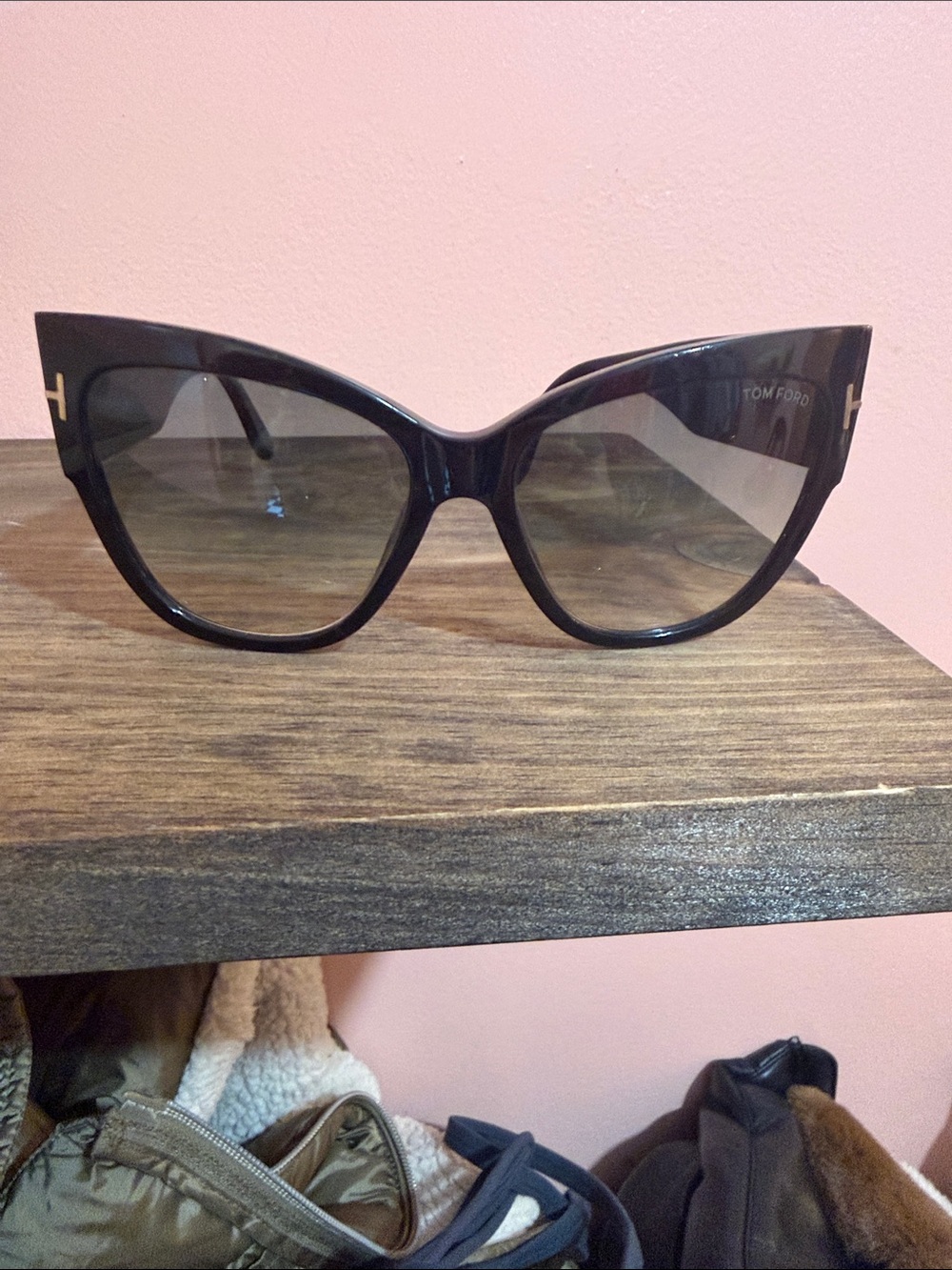Tom Ford Black Anoushka TF371 Cat-Eye Sunglasses - Black - Made in Italy